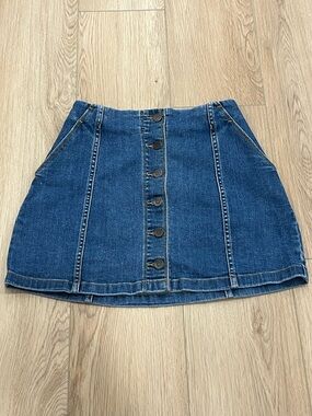 Wilfred Free Blue Denim Button-Front Women's Skirt